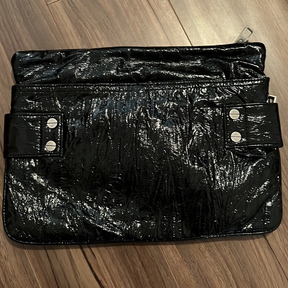 Faux patent black leather mid side clutch.  Matt & Nat - Picture 2 of 4
